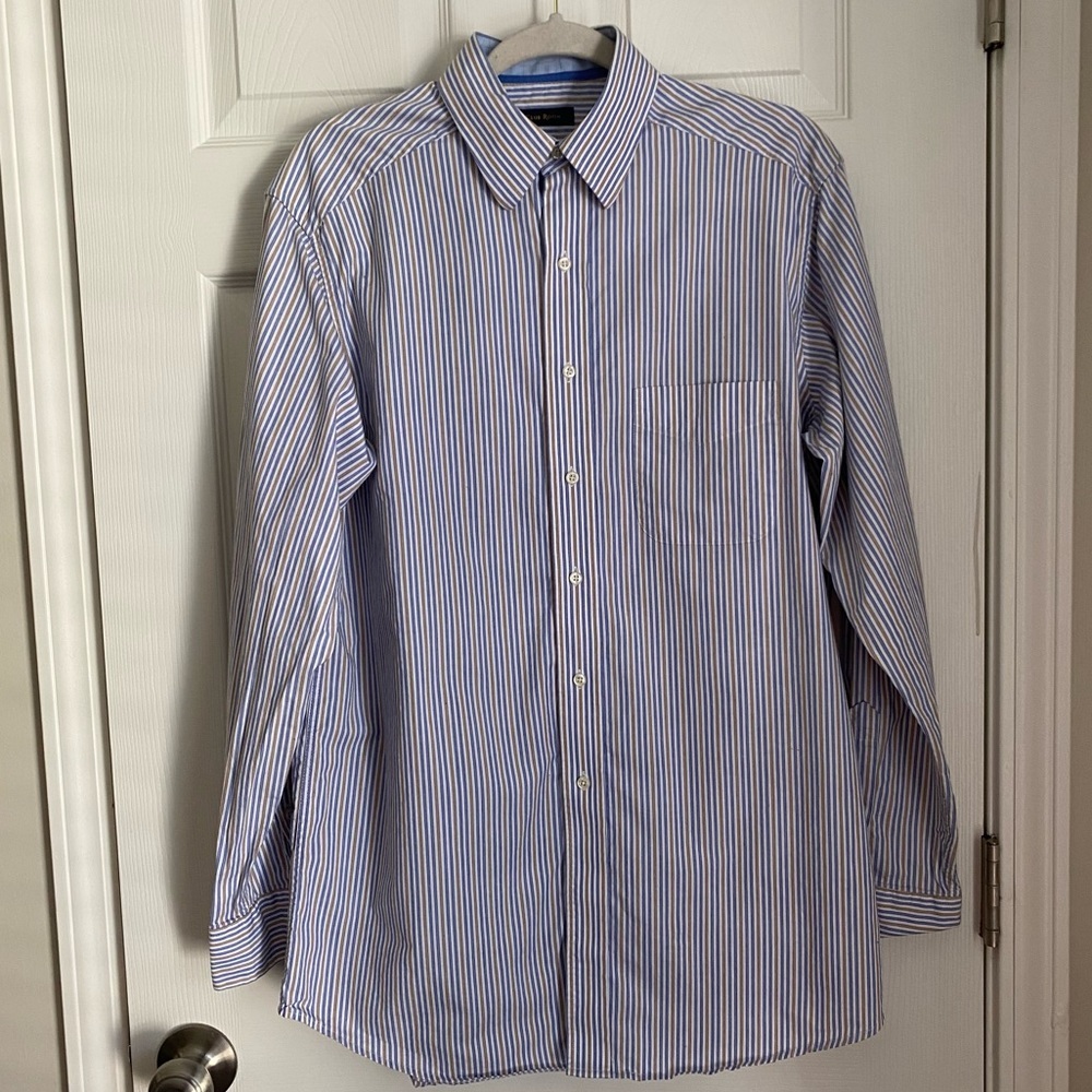 Men’s Club Room Long Sleeve Button‎ Down Shirt Collar approx 15-1/2” Size M